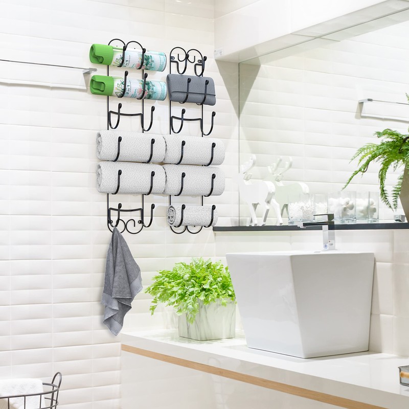 Deco Brothers 6-Tier Towel Rack, Wall Mounted Towel Holder, Bronze