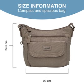Spirit - Nylon Showerproof Crossbody Bag - Unisex Lightweight Travel Bag with Multiple Pockets and Adjustable Strap - Mink