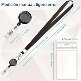 SUFFIC 3 Pcs Porta Gafete con cordón Y Carrete Retráctil,Portatarjetas de Identificación Vertical, Tarjetero para Cuello Transparente Impermeable para Oficina,Escolare