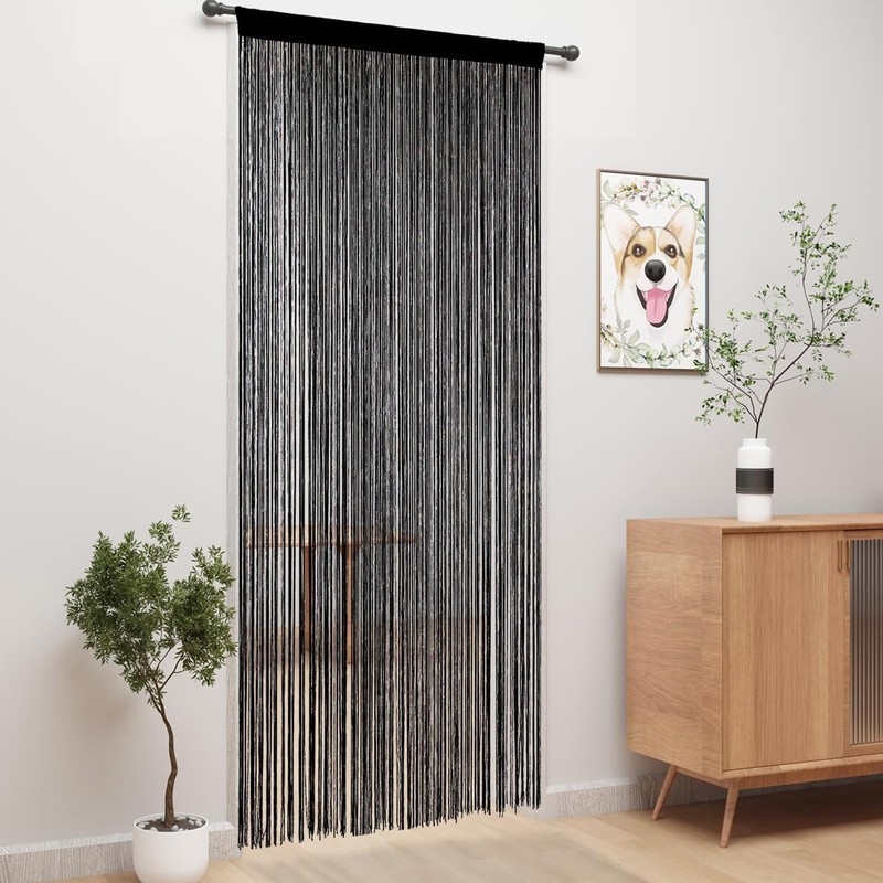 AHEJIOO Pack of 2 String Curtain Black – 100 x