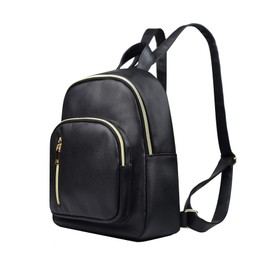 Yanaier Women's Backpack, PU Leather, Mini Backpack, Large Capacity, Waterproof, Lightweight, Zipper Backpack, Small, Popular, Stylish, Commuting to Work or School, Travel, Mother's Backpack, Black