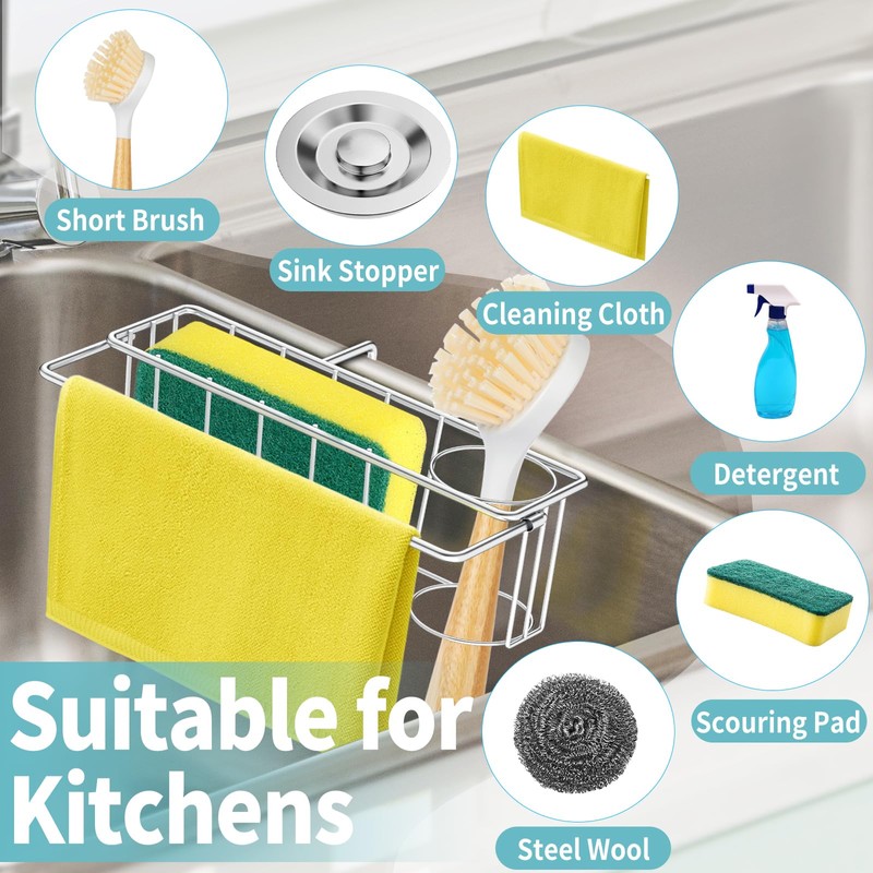MINGOR-Style Sponge Holder for Kitchen Sink, Movable Hanging Sink Caddy