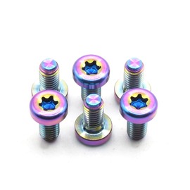 Easybikeparts Titan Scheibenrotorschrauben - M5x10mm T25 Torx - Ultraleicht & korrosionsbeständig - 6 Stück - Kompatibel mit MTB, Straße, Kies und E-Bikes (Oil Slick)