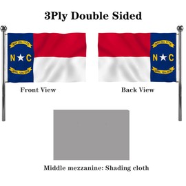 Jayus Double Sided North Canrolina Sates Flags 4x6 Outdoor- Vivid Colors 3Ply NC Canrolina Flags Banners- Heavy Duty 100% Polyester with 2 Brass Grommets