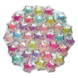 Qingxii Decorr Mixed Lots Shiny AB Color Acrylic Star Shaped Bead DIY Beading Hairband Bracelets Necklace Craft Embelishment (Mixed Colors)