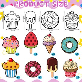 Sanixin 40 Pcs Color Your Own Sweet Treat Magnets Ice Cream Party Decorations for Candyland Party Favors