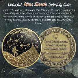 Original Nine Month Sobriety Coin - Hope Star 9 Month AA Coins - Recovery Addiction NA AA Chips and Medallions - Celebrate Clean 1-12 Months Narcotics Alcoholics Anonymous Gifts for Men Women