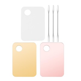 NOLITOY 6pcs Acrylic Makeup Palette and Spatula Stainless Steel Makeup Mixing Palette Cosmetic Palette with Spatula Tool Nail Art Palette Mixer Tray for Foundation Eyeshadow