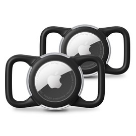 Waterproof Air tag Holder for Dog Collar, Silicone & ABS Air tag Holder for Dog & Cat Collars, Ultra-Durable, Lightweight and Protective Air tag Case (Black & Black, Regular)