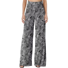 JZC Women's Casual Palazzo Pants Wide Leg Palazzo Lounge Pants 2025 High Waist Flowy Trousers Leaf XXLarge
