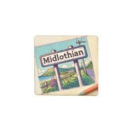Wooden Fridge Magnet Midlothian Sign Artwork with Scenic Landscape (mag-kf25-2529)
