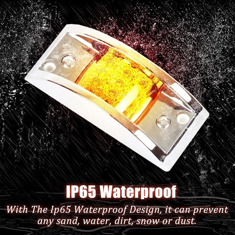 LiLoom 4 Pcs Trailer Side Marker Light, Chrome Armored 12