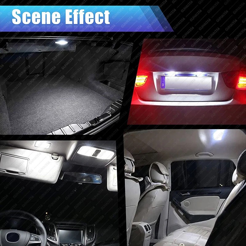 GLOWSPEED 20PCS White LED Bulb Interior Lights Package Kit for