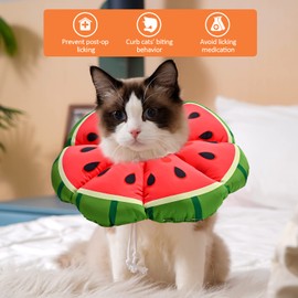 Avont Cat Cone Collar Soft, Adjustable Pet Recovery Collar for Cats Kittens Puppies After Surgery, Elizabethan Neck Cone of Shame Alternative to Prevent Licking Biting Protect Wounds -Watermelon (L)