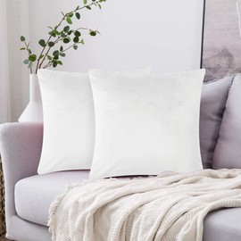 Imperial Rooms Cushion Covers 45 x 45 cm Pack of 2 Square Throw Velvet Pillow Cases for Bedroom Sofa Living Room Car (White, 18 x 18 Inch)