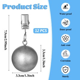 12 Pack Heavy Duty Curtain Weights for Outdoor and Indoor Stainless Steel Weight Clip Drapery Clips for Pergola Patio Gazebo Cabana Down Fixing Garden Flag, Shower Curtains, Tablecloths