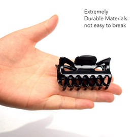 Basic Sense 2.4 inch Hair Claws, Durable & Sturdy Non-Slip Grip Classic Design Clamps, Jaw Clips, Medium 4pcs set Glossy Black