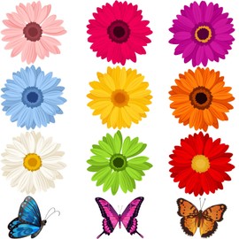 60Pcs Flowers Cutouts Fall Flowers Bulletin Board Cutouts Summer Daisy Butterfly Wall Decals Fall Classroom Wall Decorations for School Office Home Birthday Party Baby Shower Decor