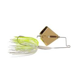 Buckeye Lures Buzzerk Fishing Buzzbait - Head-Knocking Design for Explosive Strikes Skirts & Forage-Mimicking Colors - 3/8 oz, White & Chartreuse w/Gold Blade