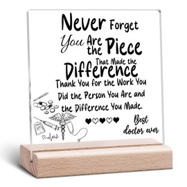 Doctor Gifts Doctor Appreciation Clear Desk Decorative Sign Thank You Office Decor Motivational Retirement Going Away Gift for Women Men Medical Students Present Acrylic Sign With Wooden Stand