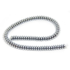 Pack of 85 Hematite Beads 6 mm x 2.5 mm Flat Round Spacer Metal Disc Coin Non-Magnetic Synthetic Hematite Loose Beads Charms (Silver)