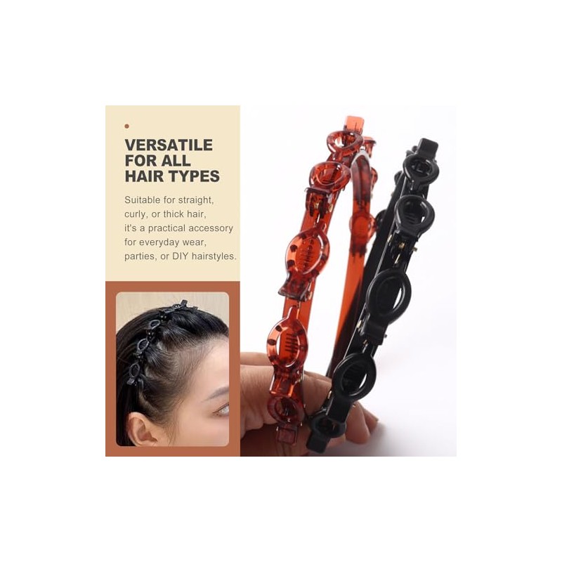 2 Pack Double Layer Headband with Mini Clips for Women