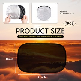 Four-piece Side Window Sunshade, Car Window Shades for Baby, Cooling Heat Protection Interior Protection Foldable Front and Rear Side Window Window Glass Shades, Mesh Car Window Shade (Black)