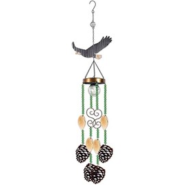 Sunset Vista Designs Wildlife Windchimes - Solar Lighted Wind Chime Indoor Outdoor, 33" Long, Eagle