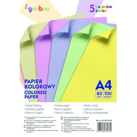 Coloured Paper GIMBOO A4 100 Sheets 80 GSM 5 Pastel Colours/Paper and Labels/Type-Pastel/Material-Paper/Colour-Assorted Colours/Format-A4 / Weight (g/m2)-80 / Dimensions (mm)-210x297