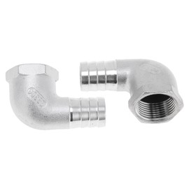 TUCKBOLD 304 Stainless Steel Hose Barb Fittings 25/32" OD 3/4" BSPT 90 Degree Elbow Connector for Air Water Oil Gas Fuel 2 Pcs Silver Tone