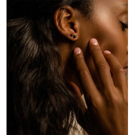 3mm Black Ball Stud Earrings for Women, Small Black Stud Earrings Tiny Metal Stud Earrings Set for Women Men 20G Mini Studs Hypoallergenic, Pack of 6 Pairs