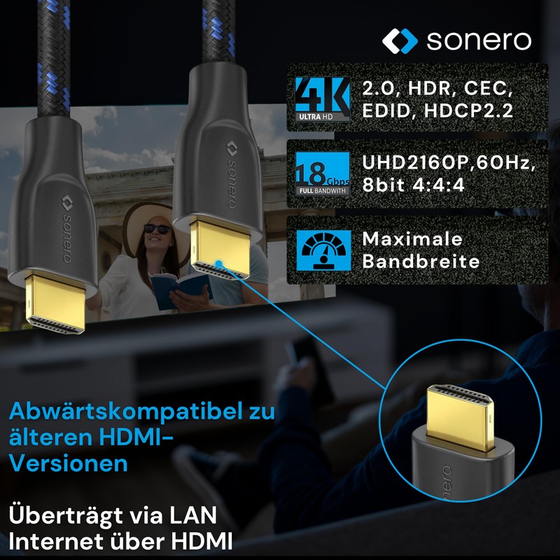 sonero Premium High Speed HDMI Cable with Ethernet 2.00 m