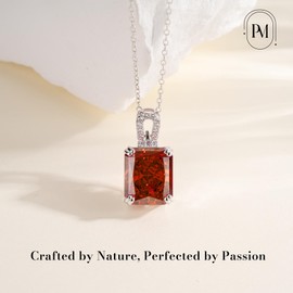 PurpleMoon Silver Necklace for Women, 18k White Gold Plated July Birthstone Ruby Pendant, Elegant Jewelry Gift for Birthday, Valentine’s Day, Christmas