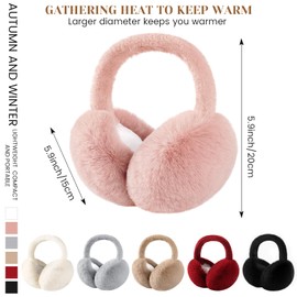 Tavaleu Ear muffs for Women Winter, Faux Fur Earmuffs, Cute Foldable Fluffy Ear Warmers, Soft Warm Ear Covers for Women Men