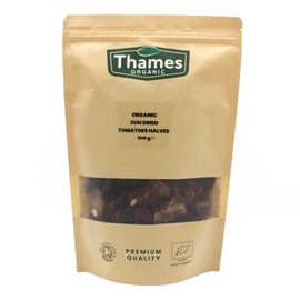 Organic Sun Dried Tomatoes Halves (Salted)-Certified Organic, Non-GMO, Vegan, No Additives, No Preservatives, Resealable Bag by Thames Organic 500g