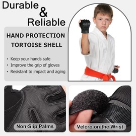 CubePlug Mens Breathable Padded Fingerless Motorcycle Gloves Half Finger Gloves for Cycling Hiking Climbing Outdoor Sports (2*Black, XL)