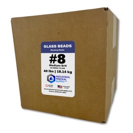 Glass Beads Blasting Abrasive Media - 40 lbs or 18.14 kg - Blast Cabinets or Sandblast Guns - Cleaning, Peening and Finishing (#8 - Medium)