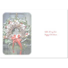 doodlecards Wife Christmas Card Wreath Medium Size Christmas Card for Wife with Plain Envelope