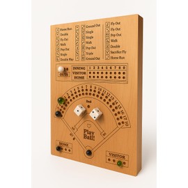 Baseball Dice Board Game - Baseball Dice Game Wood Board - Wooden Baseball Board Game with Dice Marbles for Kids Adults - Games for Family Game Night