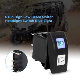 Foruly High Low Beam Switch for Can-Am Commander Maverick MAX 1000,STD,XRS, 6 Pin High Low Beam Headlight Switch, 20A 12V Blue LED Light 710001725