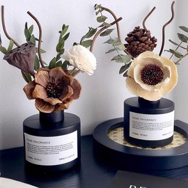 2 Pack Christmas Reed Diffuser 3.38fl.oz Gardenia Jasmine Scented Home Fragrance Essential Oil - Scent 1: Black bottle-Pure White Gardenia, Scent 2: Transparent bottle-Lavender