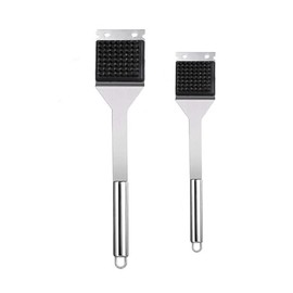 Hysgscwd 2 Grill Brushes and scrapers, 16.5-inch and 14 inch Grill Cleaning Brushes Barbecue Accessories, Suitable for Outdoor Grills, 304 Stainless Steel Wire Barbecue Brush with Extension Function