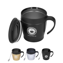 Topyond Coffee Cup 330ml Handle Portable Stainless Steel Thermal Insulation Corrosion and Rust Resistance,BPA-Free for Healthier,Vacuum Double Wall,for Travel, Gym,Office(Black)