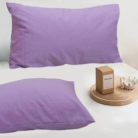 Premium Queen Size Pillowcases 2 Pack - Purple - Ultra Soft 1800 Thread Count Microfiber- Double Brushed - Allergies Free - Wrinkle Resistant Pillowcase