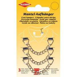 Kleiber Sew On Metal Coat Hangers, Set of 3, Silver, 12 x 7 x 1 cm