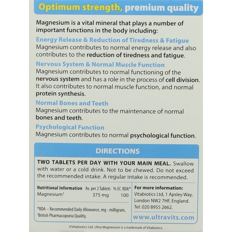 Vitabiotics Ultra Magnesium Tablets, Pack of 60