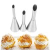 3Pcs Cream Icing Piping Nozzle, Stainless Steel Long Cream Puff