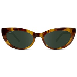 WearMe Pro Cateye Sunglasses for Women (Savana Tortoise/Smoke Green Lens)