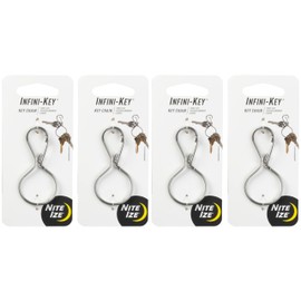 Nite Ize Infini-Key Key Chain - Key Holder Clip Holds Over 12 Keys - Stainless Steel Key Organizer Accessory - Keychain Ring with Slim-Line Carabiner Clip - 4 Pack