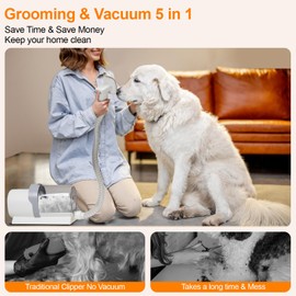 FluffyDream Pet Grooming Kit with Hair Clippers, 10000Pa Strong Pet Grooming Vacuum for Dogs & Cats, 2.5L Dust Cup Dog Brush Vacuum with 6 Pet Grooming Tools for Shedding Pet Hair, Quiet Home Cleaning